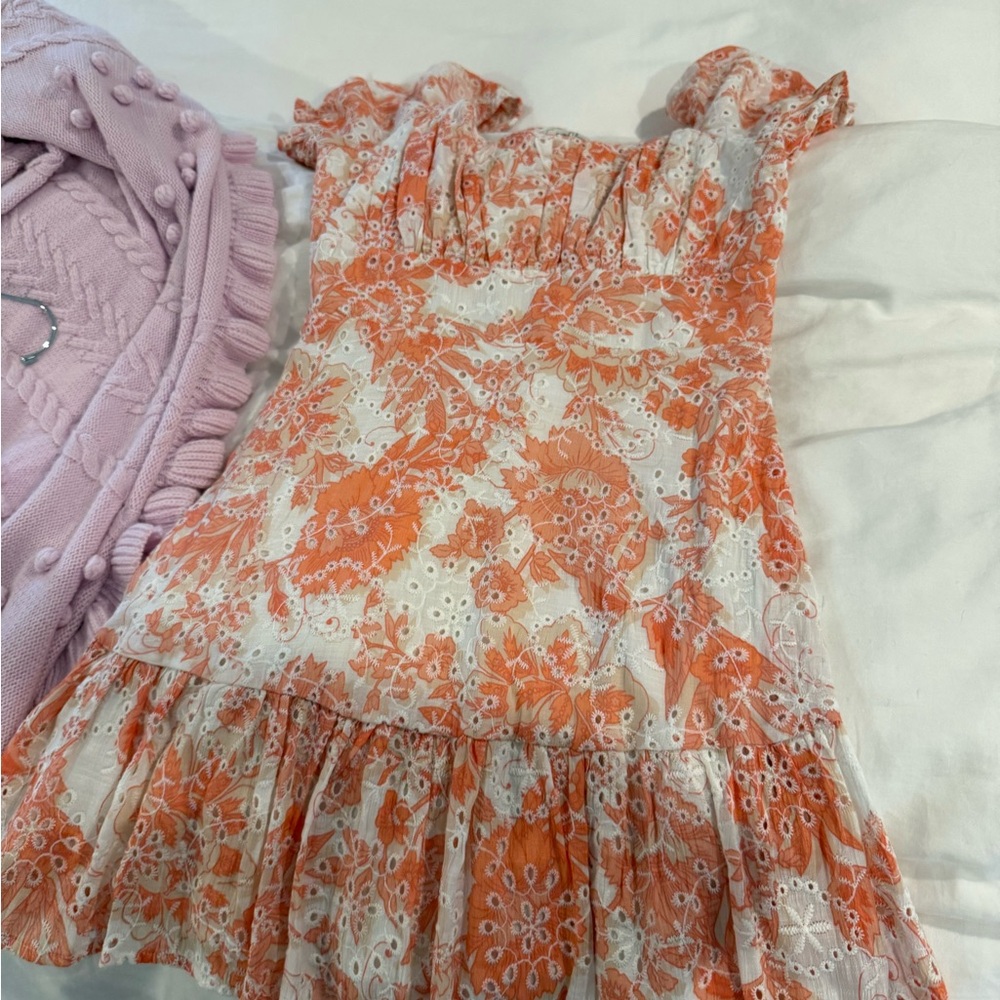 Speechless Orange and White Floral Kids Dress